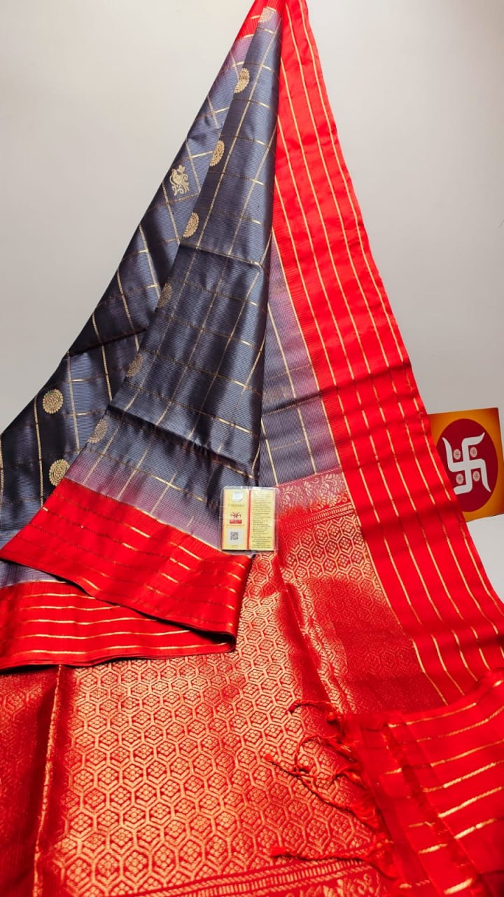 Blue-Red Kanchipuram Silk Sarees