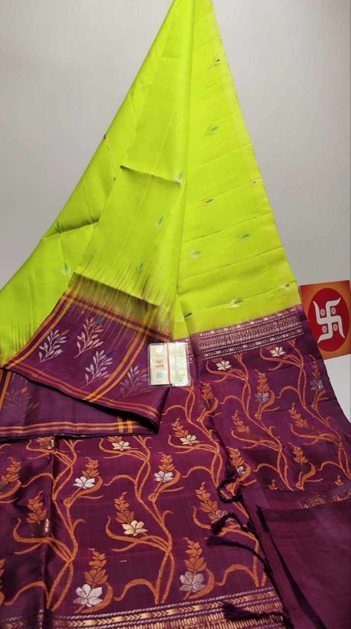 Lime Yellow-Green Kanchipuram Silk Sarees