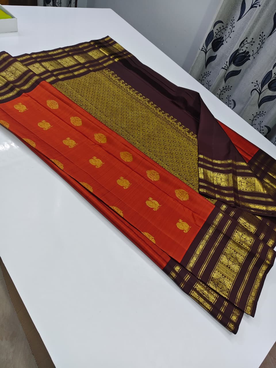 Orange-Brown  Kanchipuram Silk Sarees