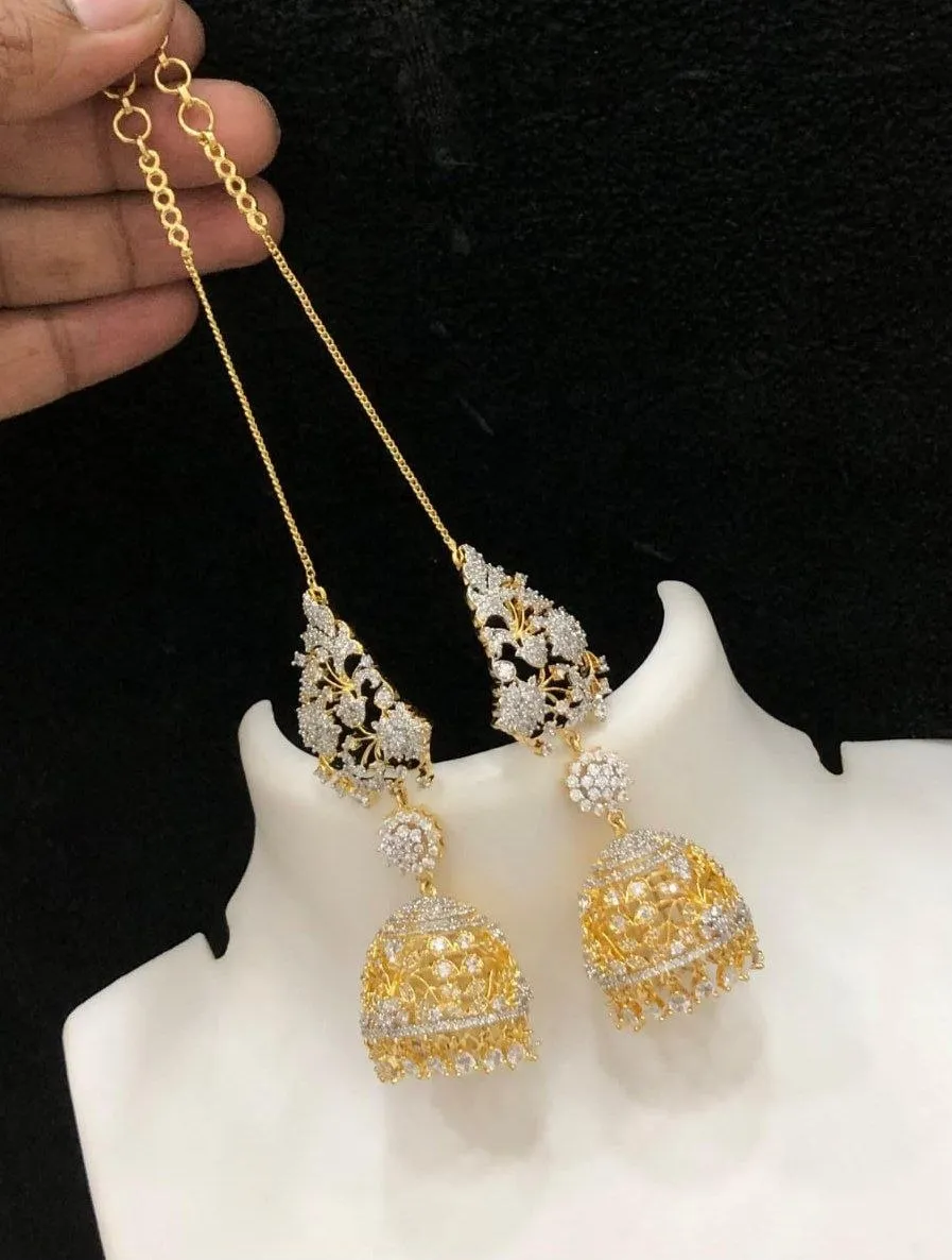 Khusbhu Jhumkas with Ear Chain