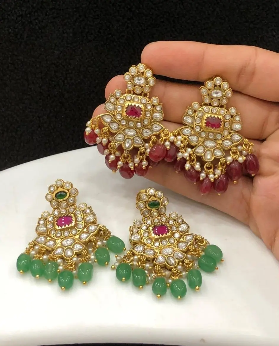 Kundan drop Earrings