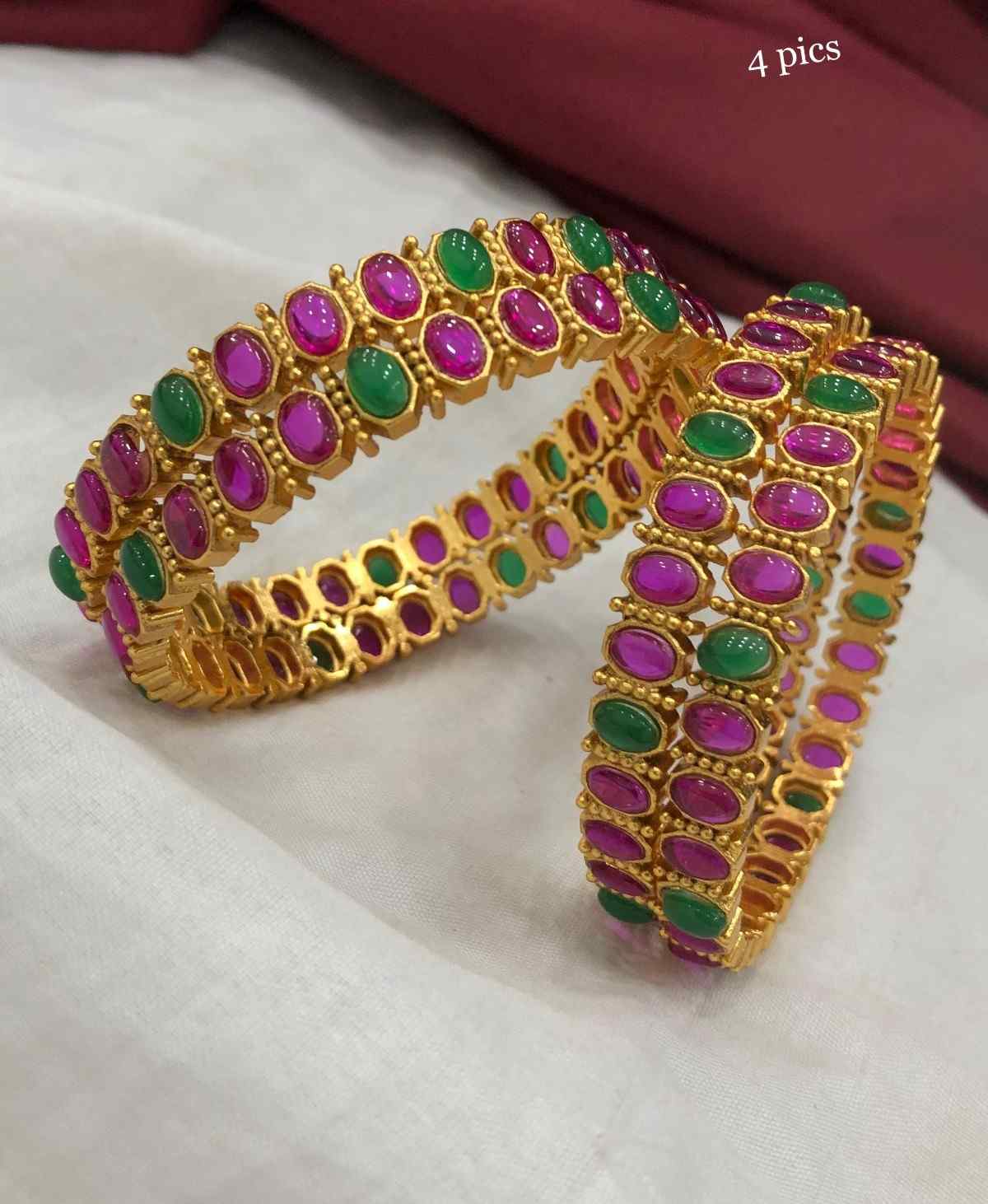 AD Stone Ruby Bangles