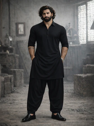 Mens Solid Pathani Kurta Set cropped