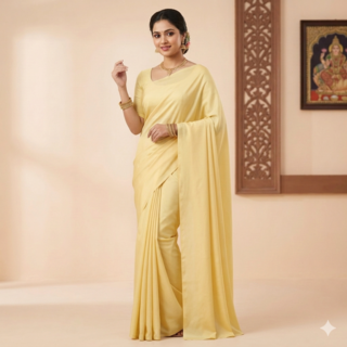 Aqua Elegance Bridal Drape Saree Yellow color