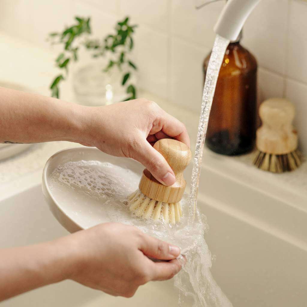 Sicastar mini natural bamboo kitchen Dish brush