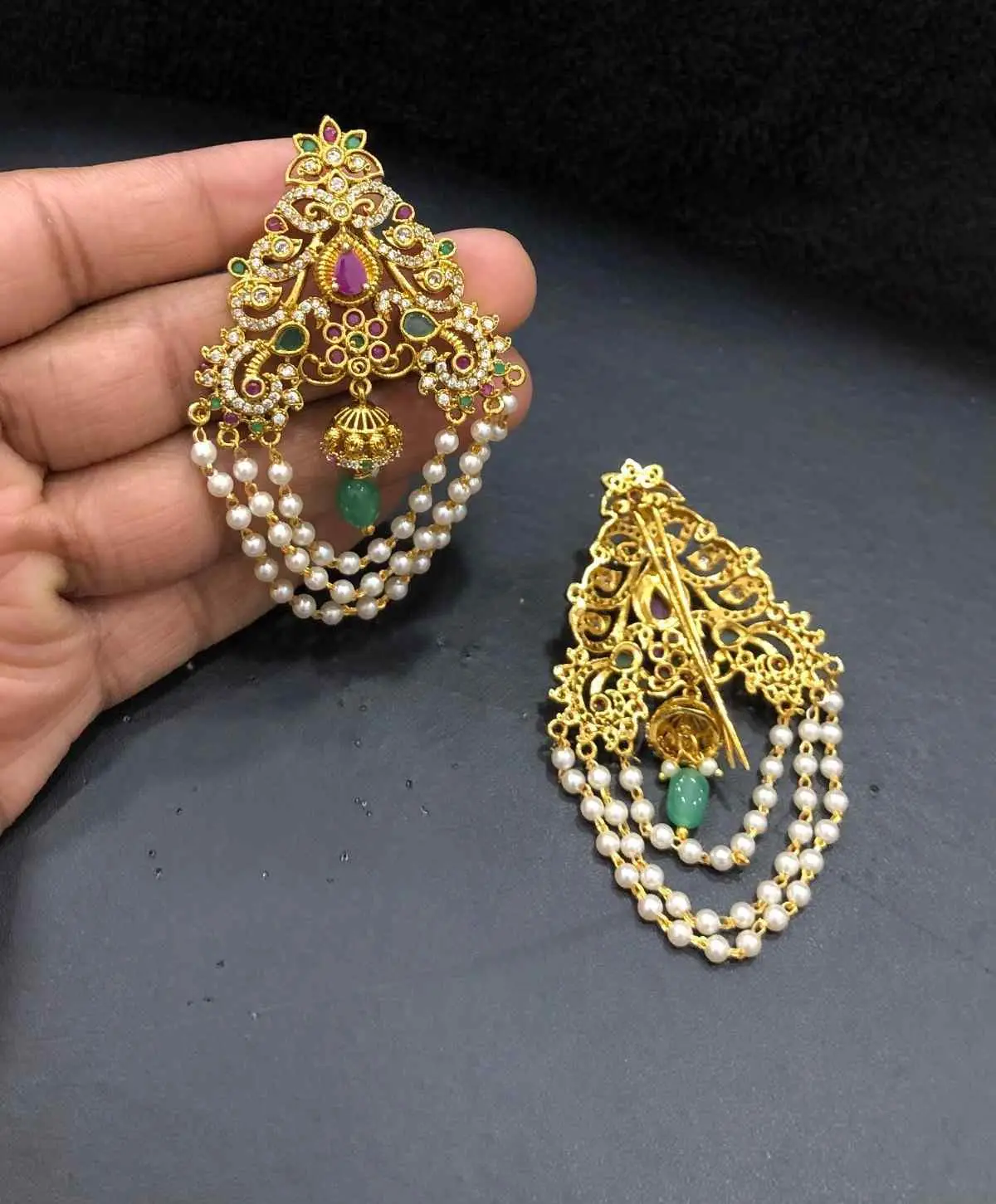 Kempu Stone Hair Rakodi