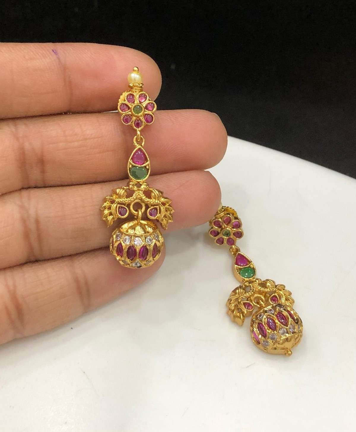 Kemp Stone Long Jhumkas