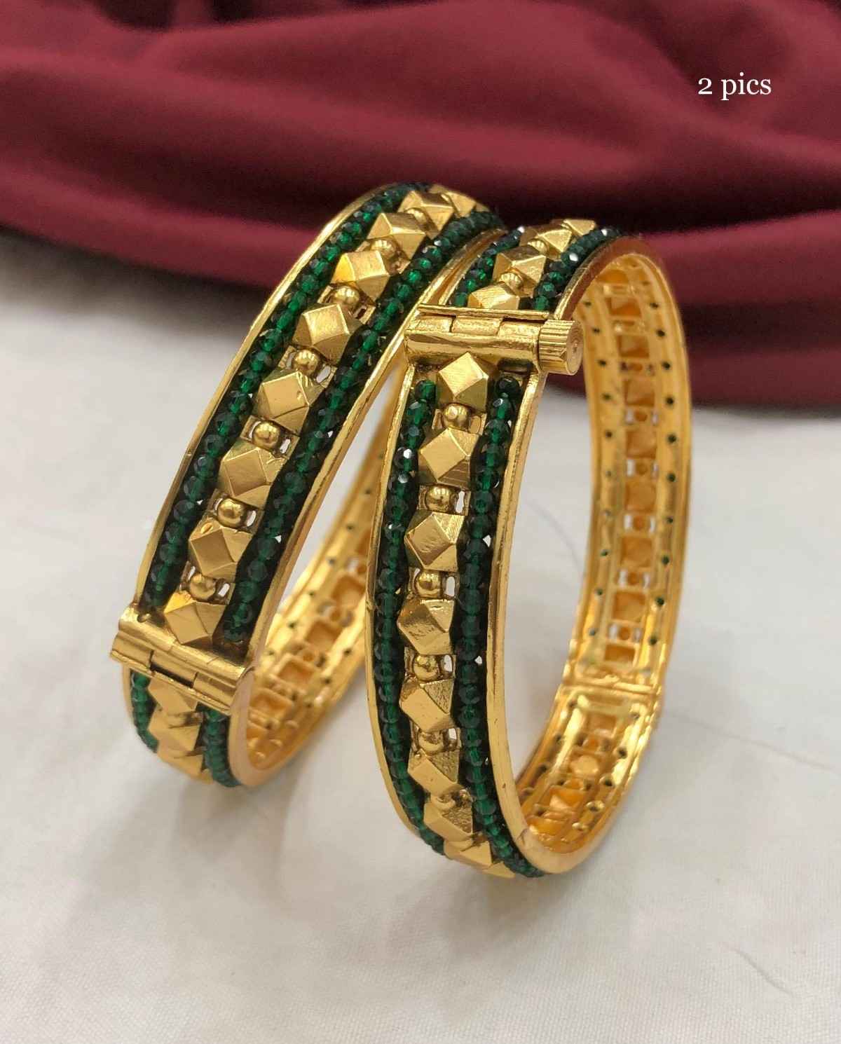 Green Stone Bangles