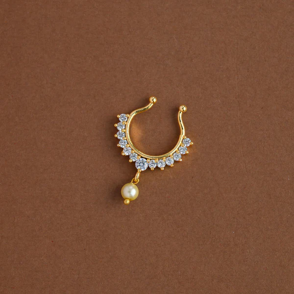 Nose Pin Ruby Gem with Pearl
