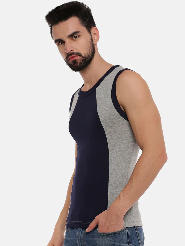 Men Combed Cotton Assorted Colour Gym Vest Archery