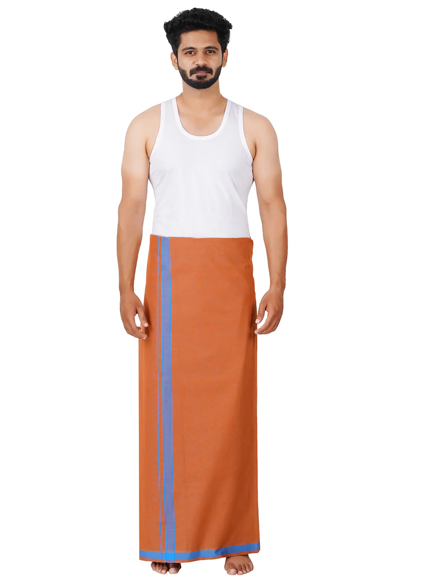 Men Cotton Blend Single Layer Kaavi Dhoti widh border