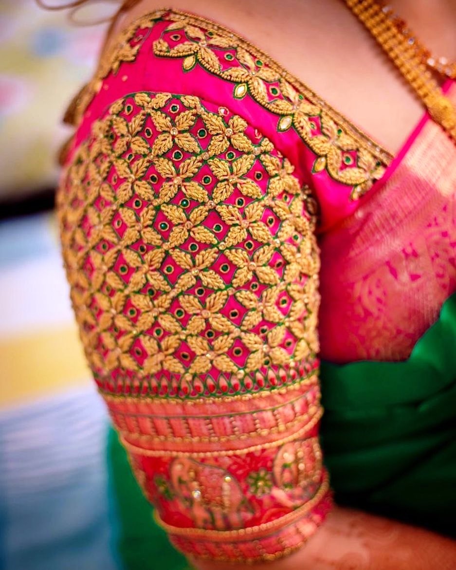 Silk Aari Work Blouse  Hand Work Design