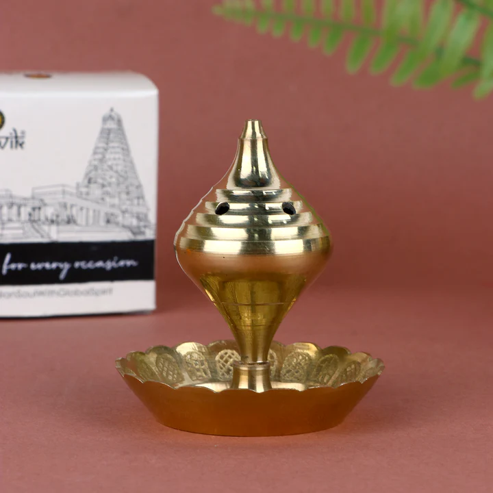 Pure Brass Agarbatti Stick Stand with Ash Catcher