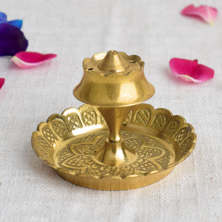 Elegant Brass Agarbatti Stick Stand with Ash Catcher