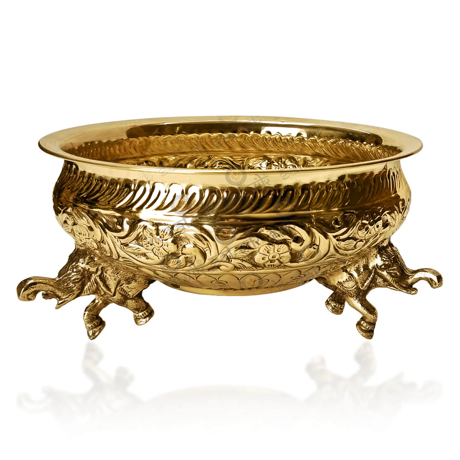 10 Inch Brass Elephant Urli Timeless Beauty