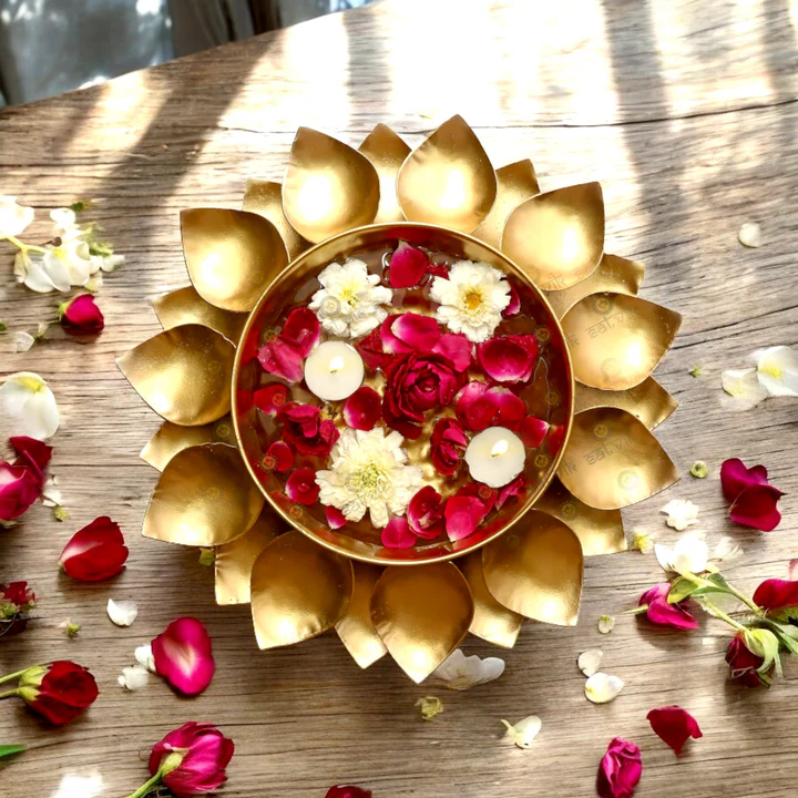Inflorence Lotus Shape Metal Urli For Home Decor