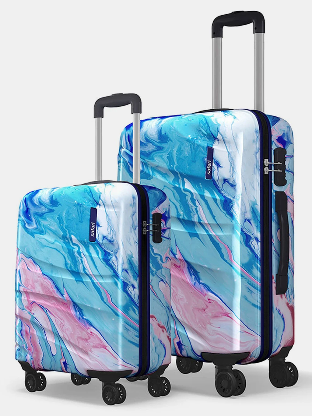 SAFARI Hard Body Set of 2 Luggage 8 Wheels - Hue Plus - Blue