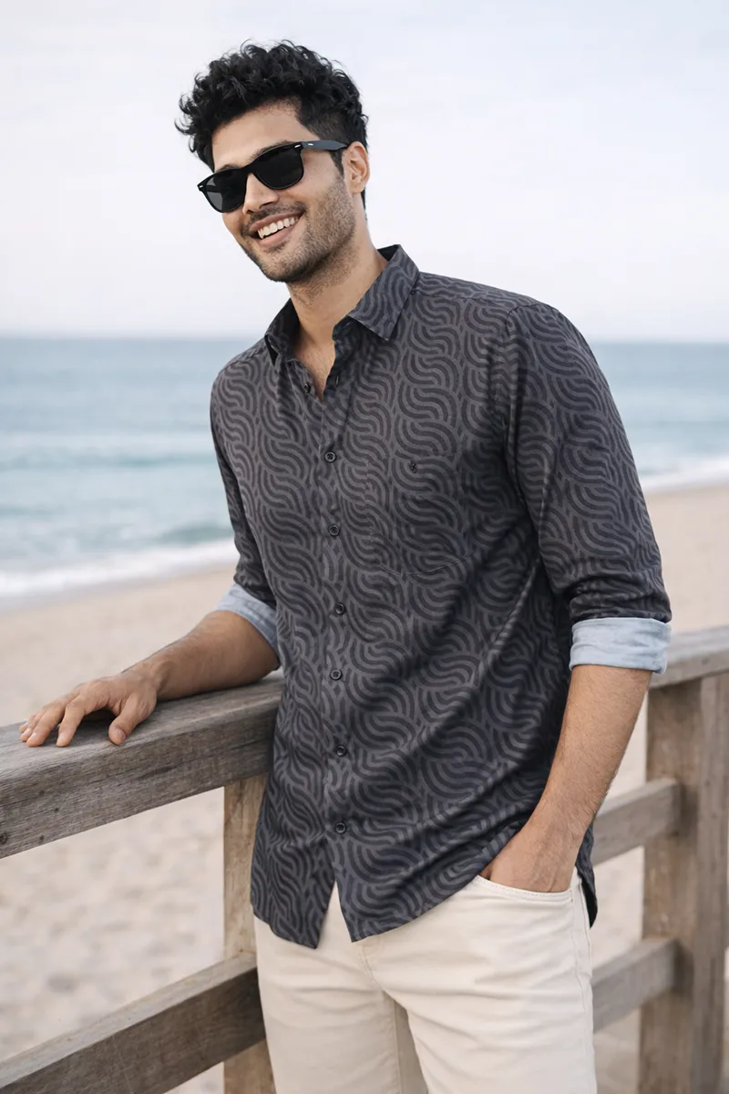 Men's Abstract Printed Casual Shirt