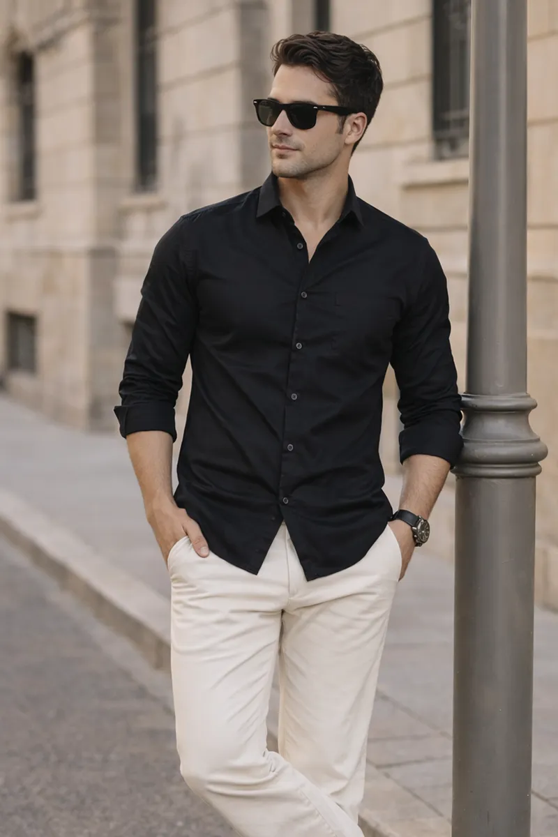 Men's Cotton Solid Slim Fit Shirt