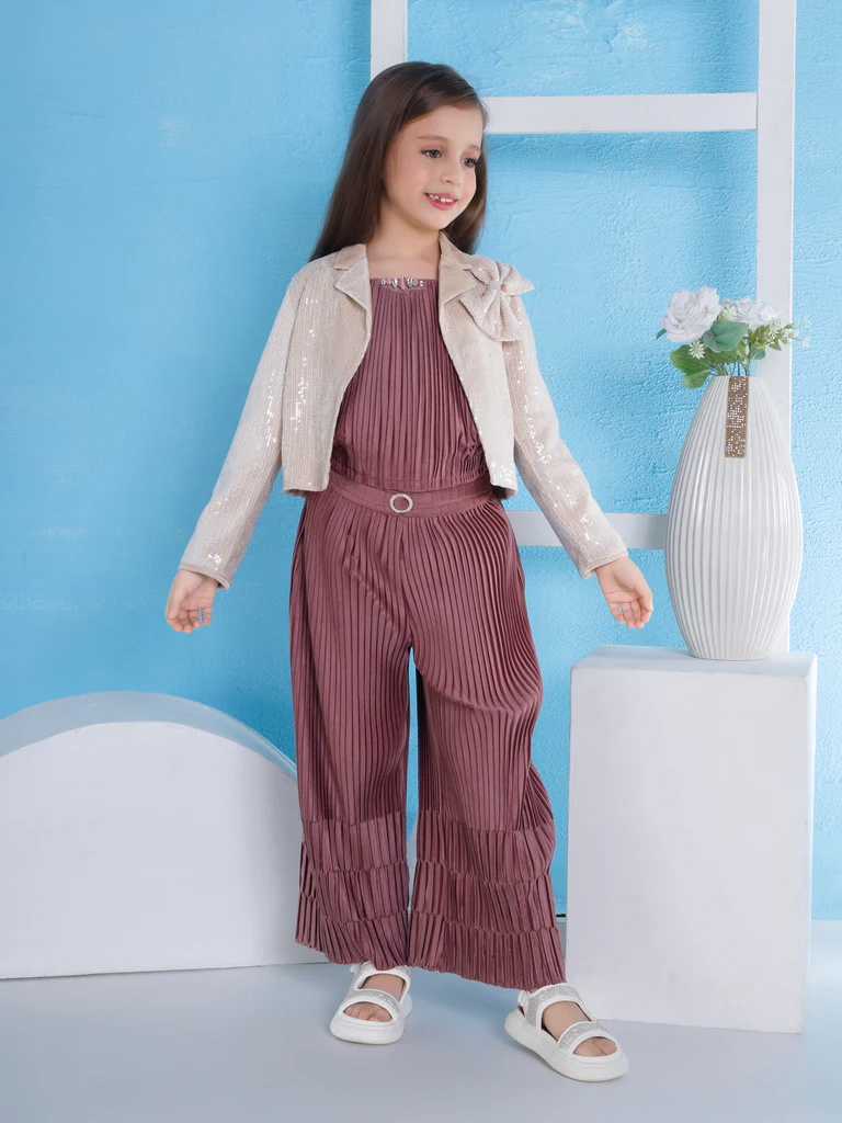Girls Sequins Pant, Top & Jacket