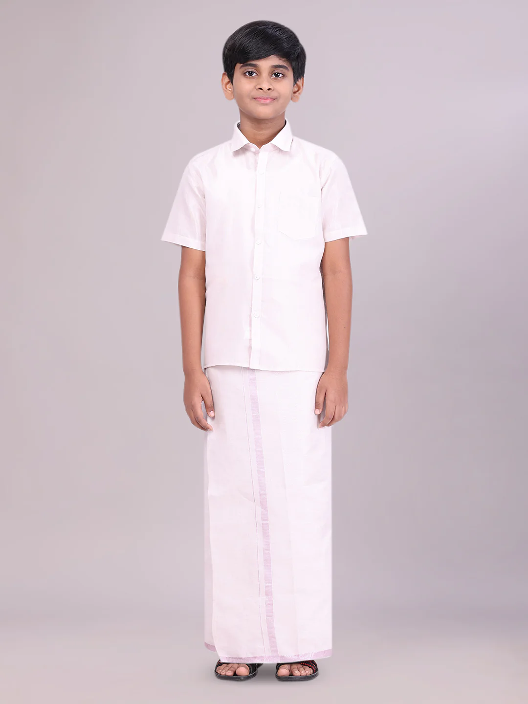 Tissue Light Rose Colour Shirt with Dhoti