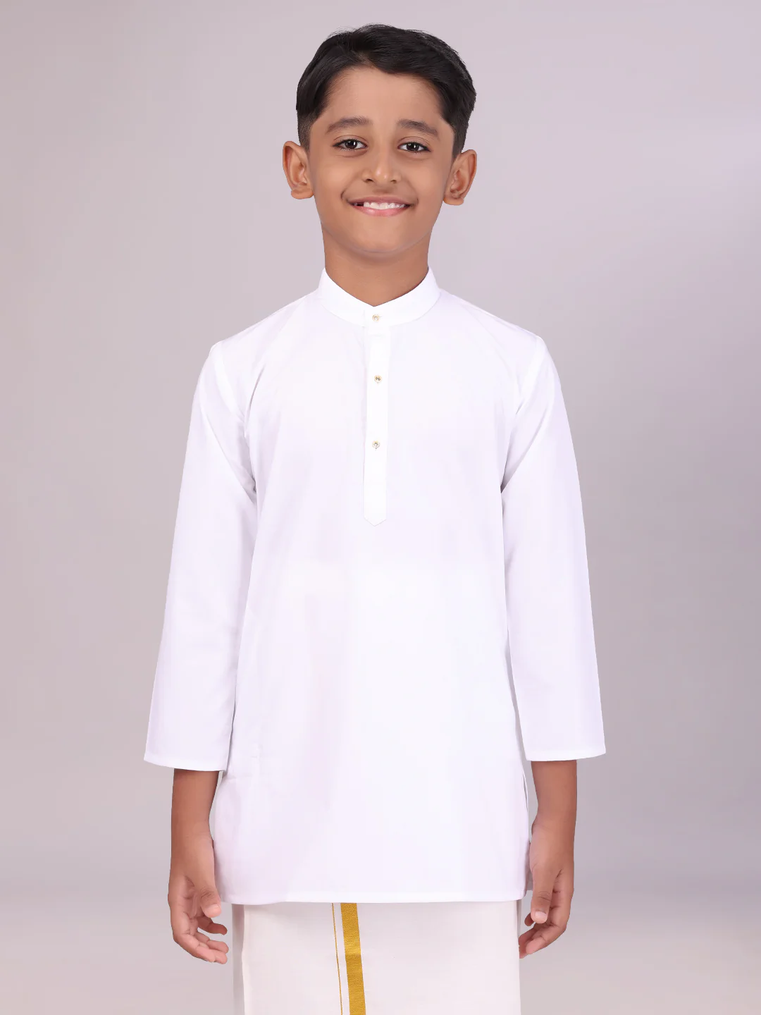 Boys Cotton White Full Sleeves Kurta