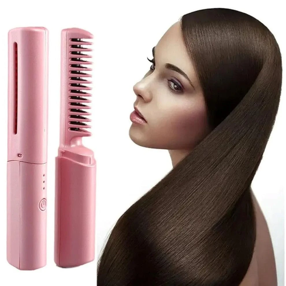 Rechargeable Hair Straightener Brush For Women