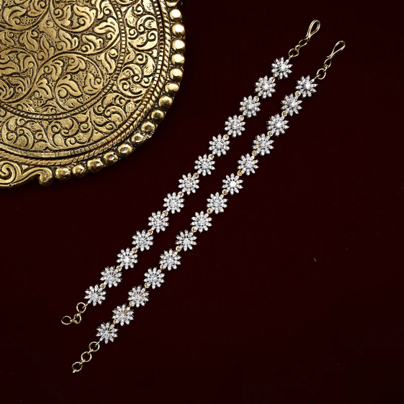 Diamond Look Bloomed Flowers Bridal Ear Chain Maatal