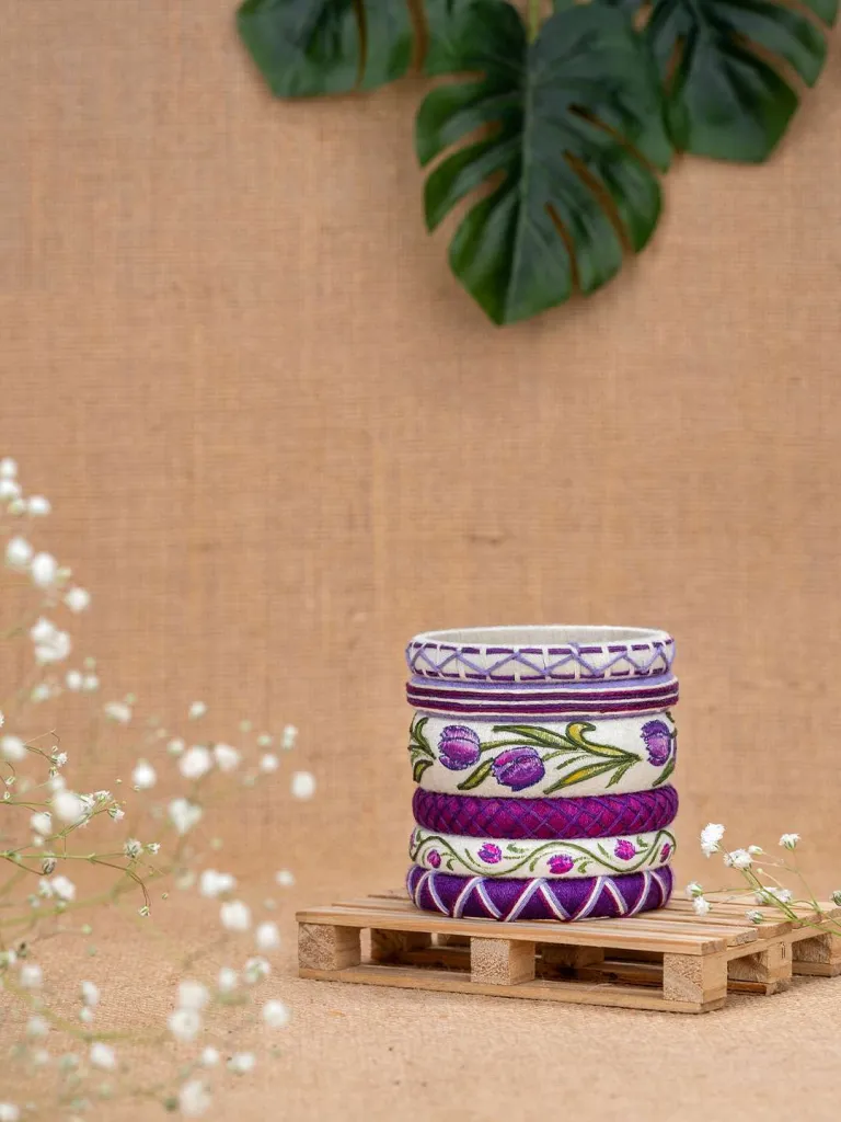 Nalini Handmade Cotton Thread Bangles - Purple