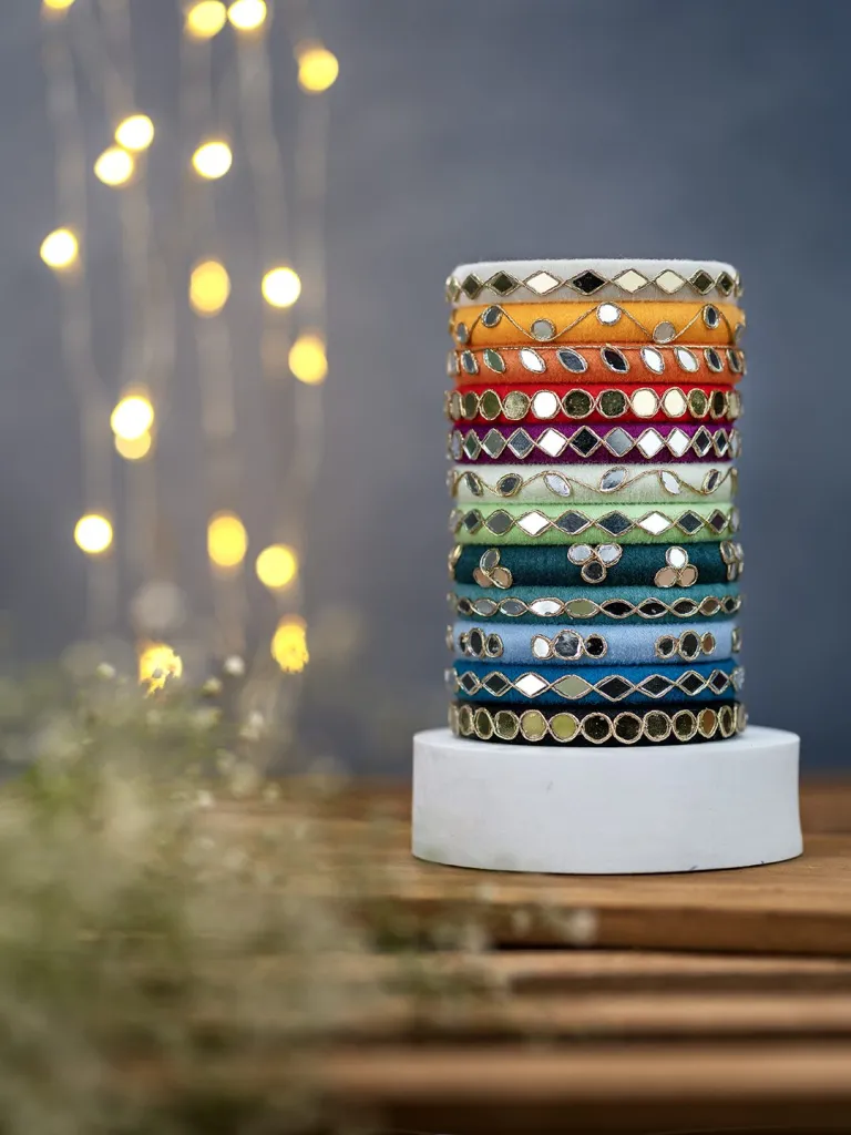 Roshini Golden Thread Mirror work Mix and Match Bangles