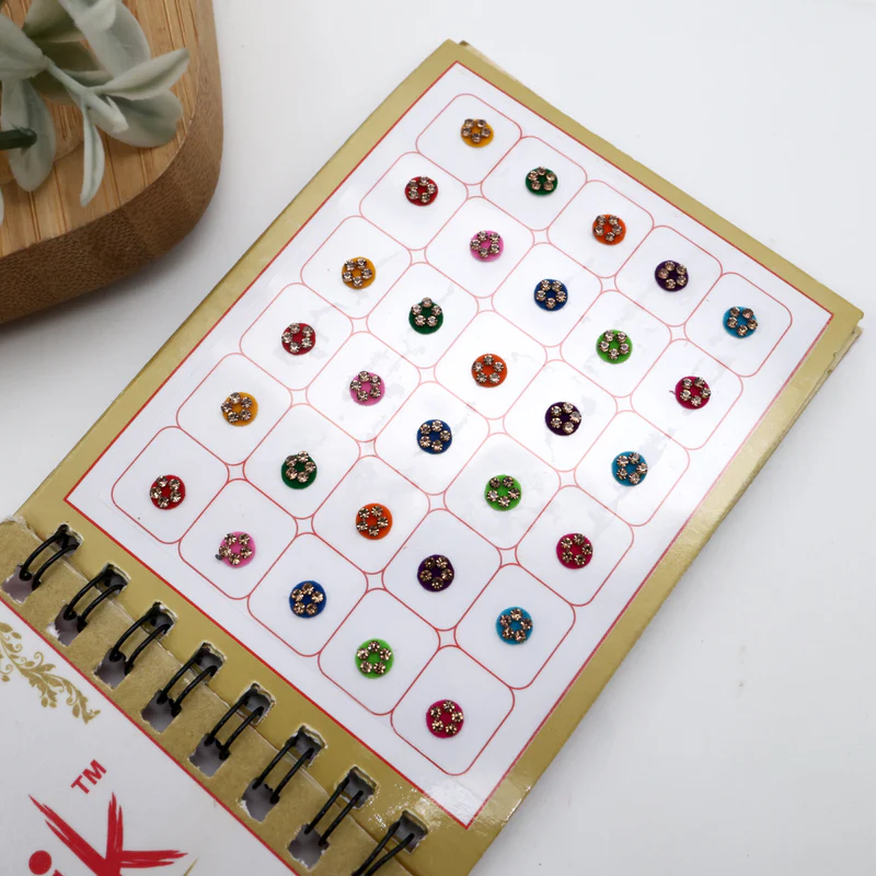 Full Stone Border Multicolour Fancy Round Sticker Bindis - Size 5