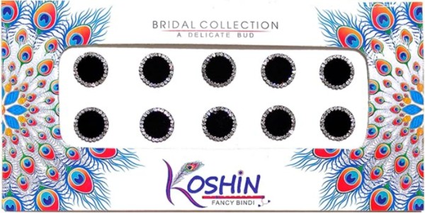 Koshin Black Color White Rhinestone Round Shape Large Size