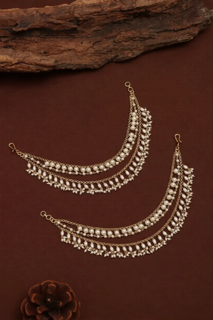Layered Pearl Ear Matal Chain