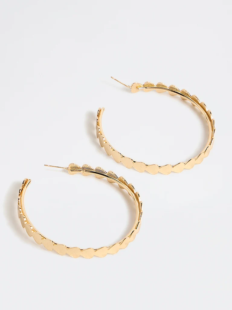 Gold Heart Design Hoop Earring