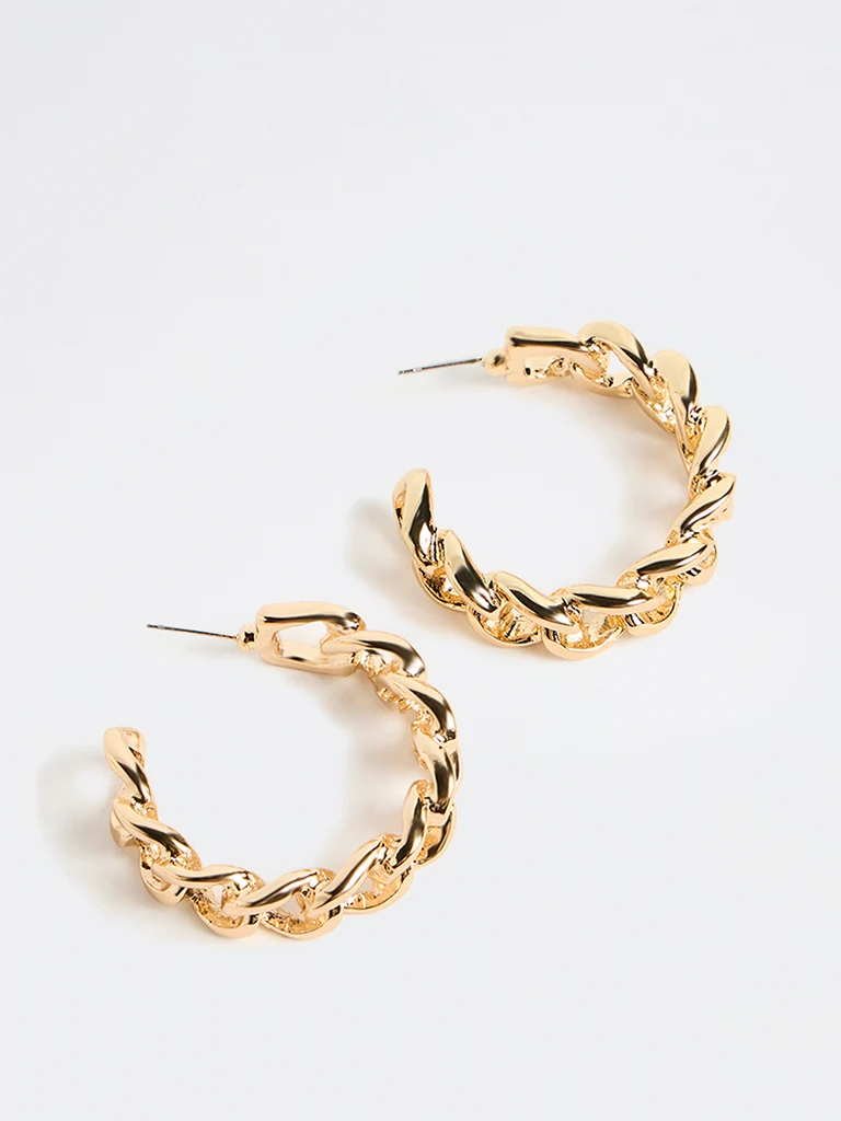 Gold Link Hoop Earring