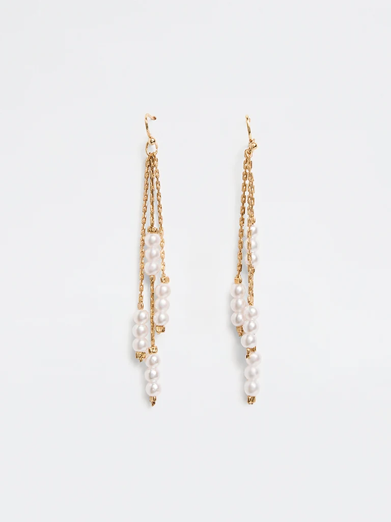 Gold Pearl Dangler Earrings