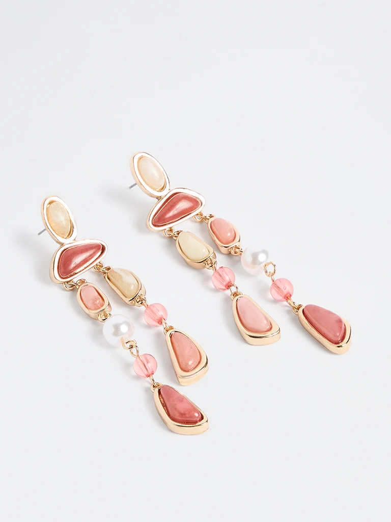 Pink Stone Dangler Earring