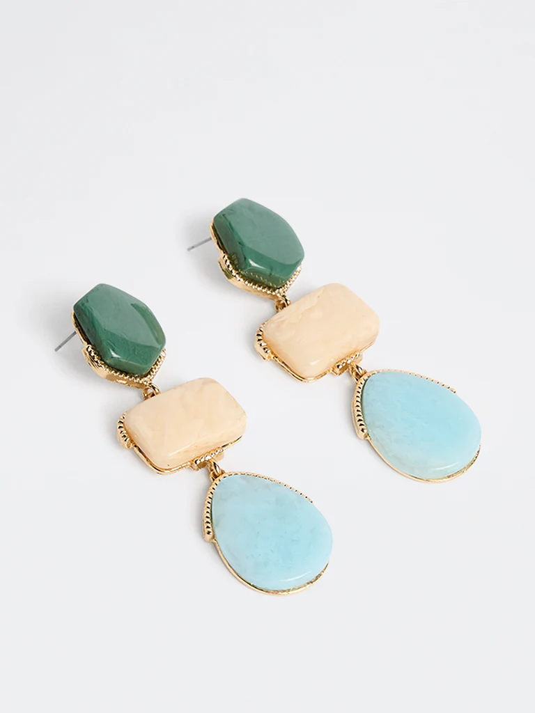 Multicolour Geometric Stone Dangler Earring