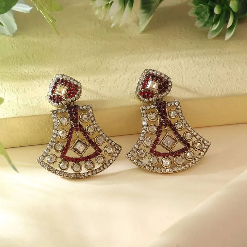 Royale Maroon Chandbali Earstuds