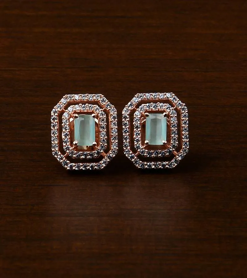 Rose Gold plated Mint Stone Earstuds