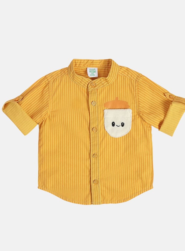 JUNIORS Boys All-Over Print Band Collar Shirt