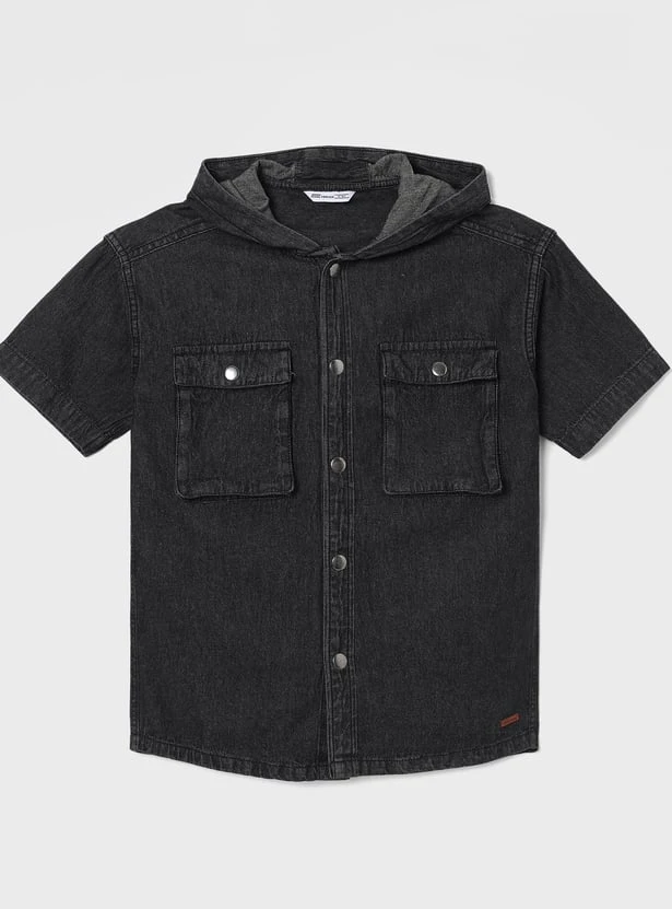 FAME FOREVER Boys Solid Hooded Shirt