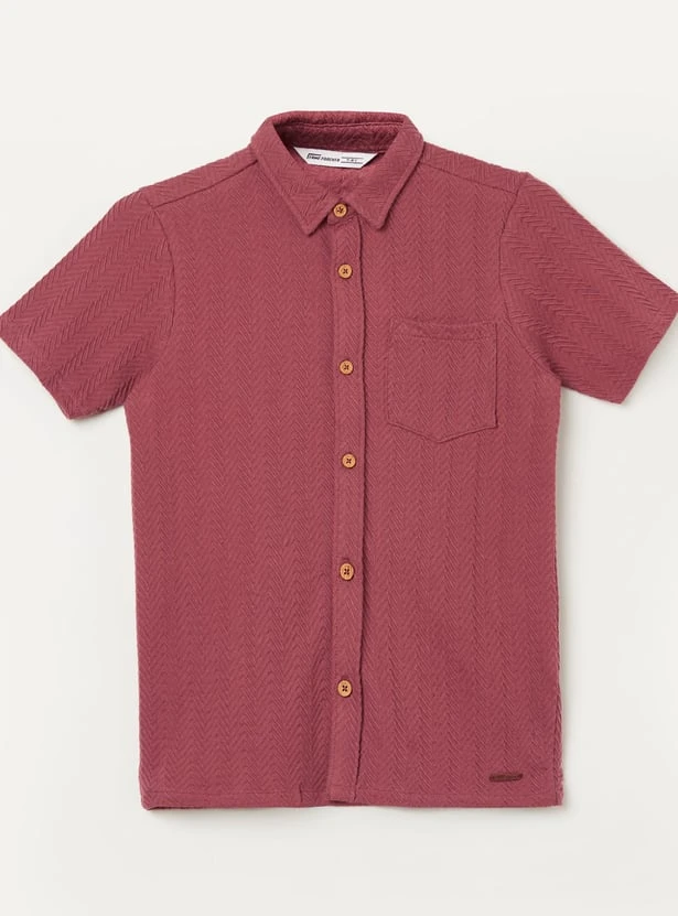 FAME FOREVER Boys Herringbone Patterned Shirt