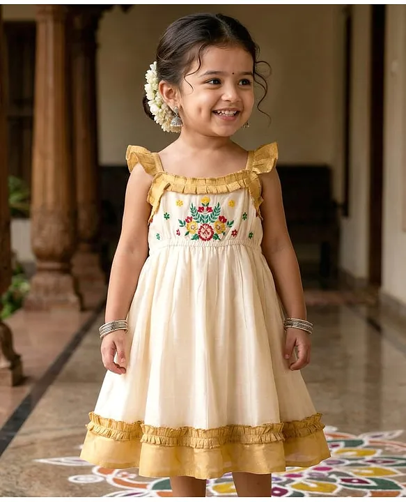Girls Golden Festive Gown
