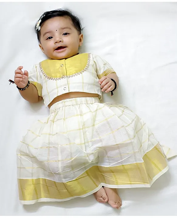 Kids White Yellow Party Dress