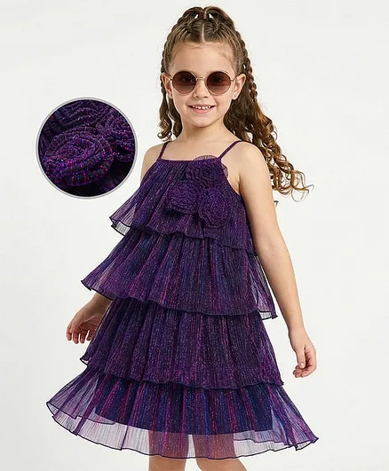 Kids Purple Layered Party Dress