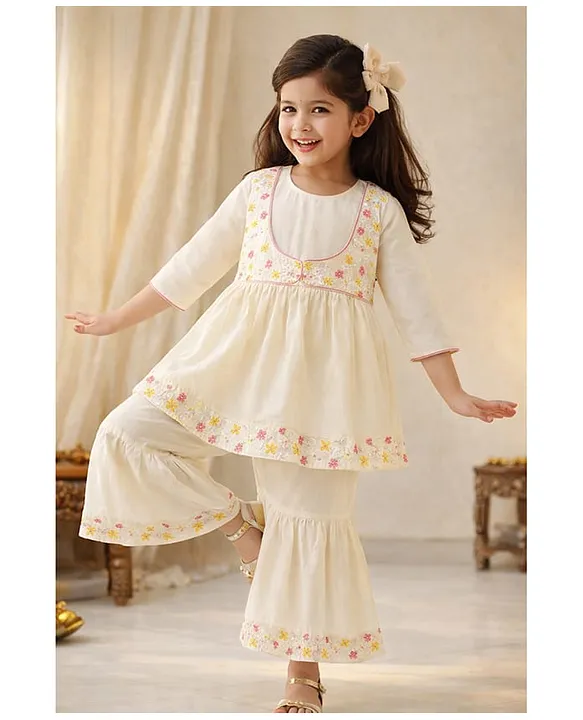 Kids White Casual Dress