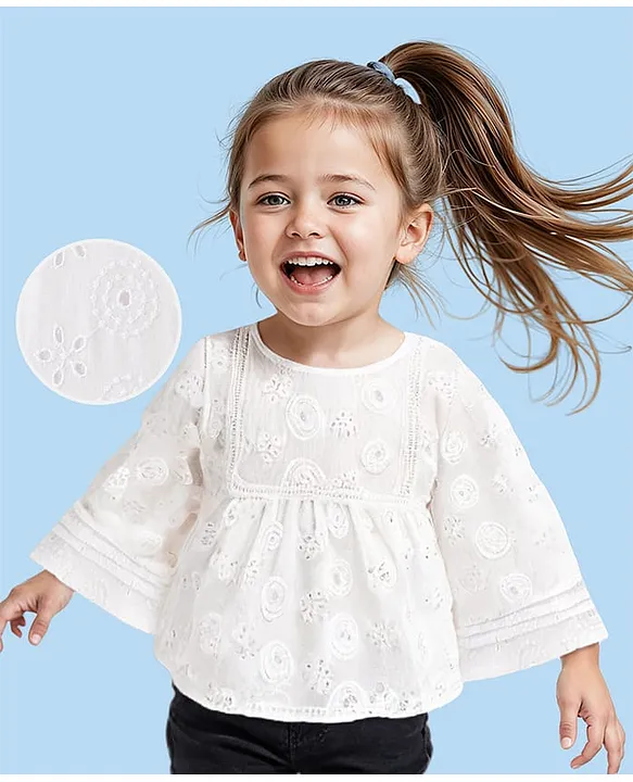 Girls White Cute Top Dress