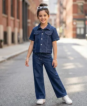 Girls Blue Denim Jumpsuit