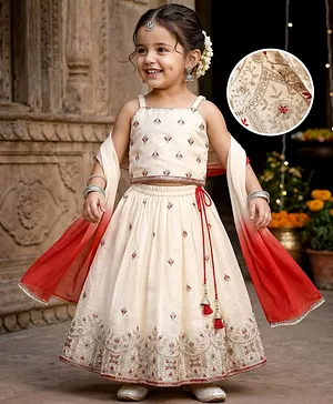 Girls Cream Festive Gown